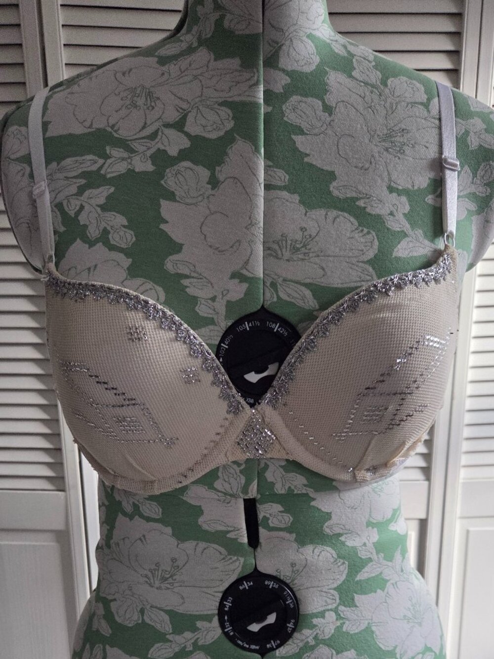 Ivory and Silver Assuit Bra Top for Tribal Fusion Belly Dance